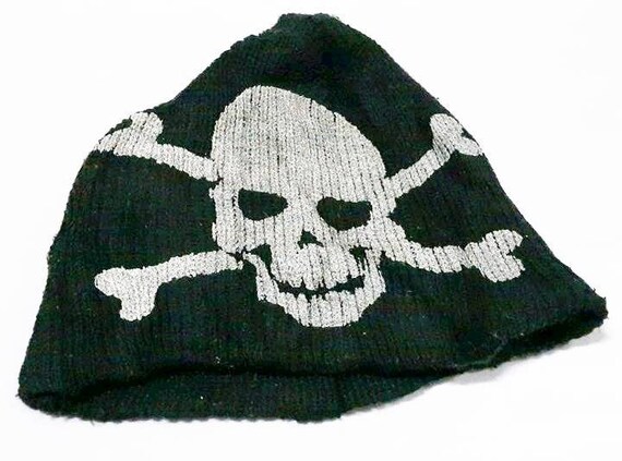Vintage Skull All Black Beanie Hat