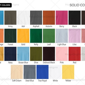 Bella Canvas 3001 Color Chart, Solid and Heather Color Chart Mock up, All Color Options from PRINTFUL U.S. imagem 3