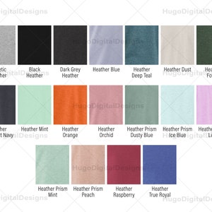 Bella Canvas 3001 Color Chart, Solid and Heather Color Chart Mock up, All Color Options from PRINTFUL U.S. imagem 6