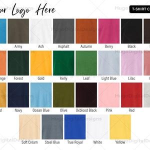 Bella Canvas 3001 Color Chart, Solid and Heather Color Chart Mock up, All Color Options from PRINTFUL U.S. imagem 5