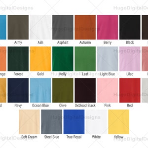 Bella Canvas 3001 Color Chart, Solid and Heather Color Chart Mock up, All Color Options from PRINTFUL U.S. imagem 7
