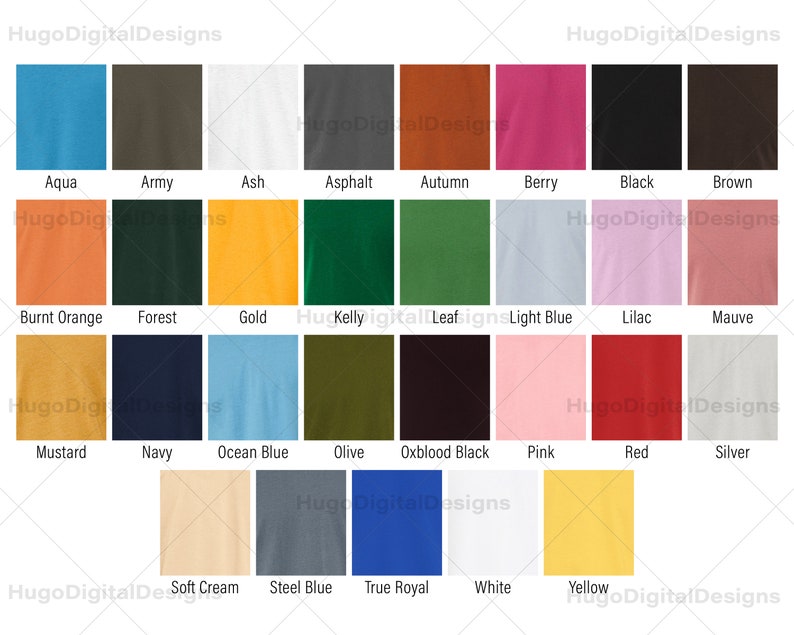 Bella Canvas 3001 Color Chart, Solid and Heather Color Chart Mock up, All Color Options from PRINTFUL U.S. imagem 7