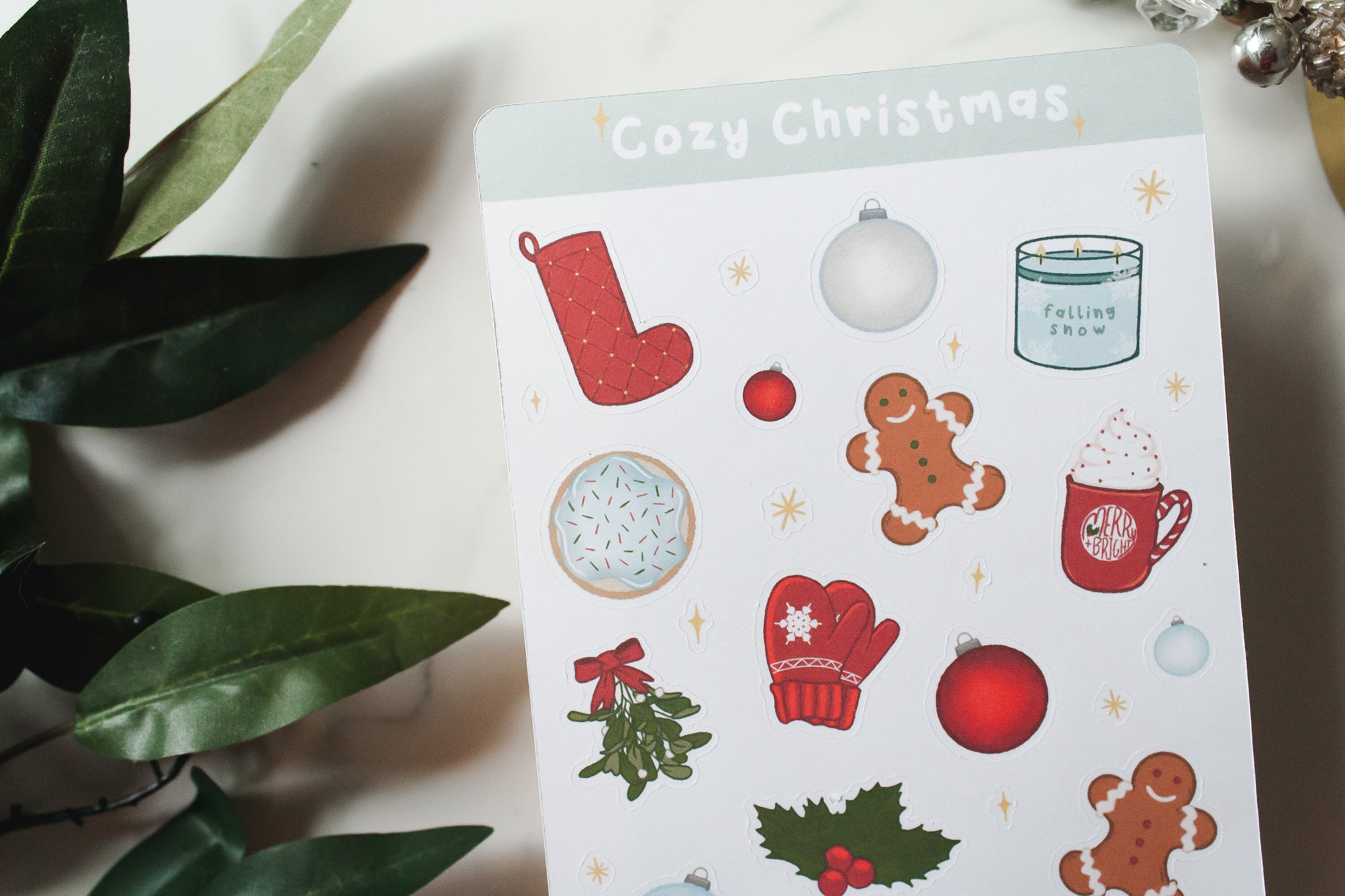 Christmas Sticker Sheet Cozy Aesthetic Stickers Holiday Etsy