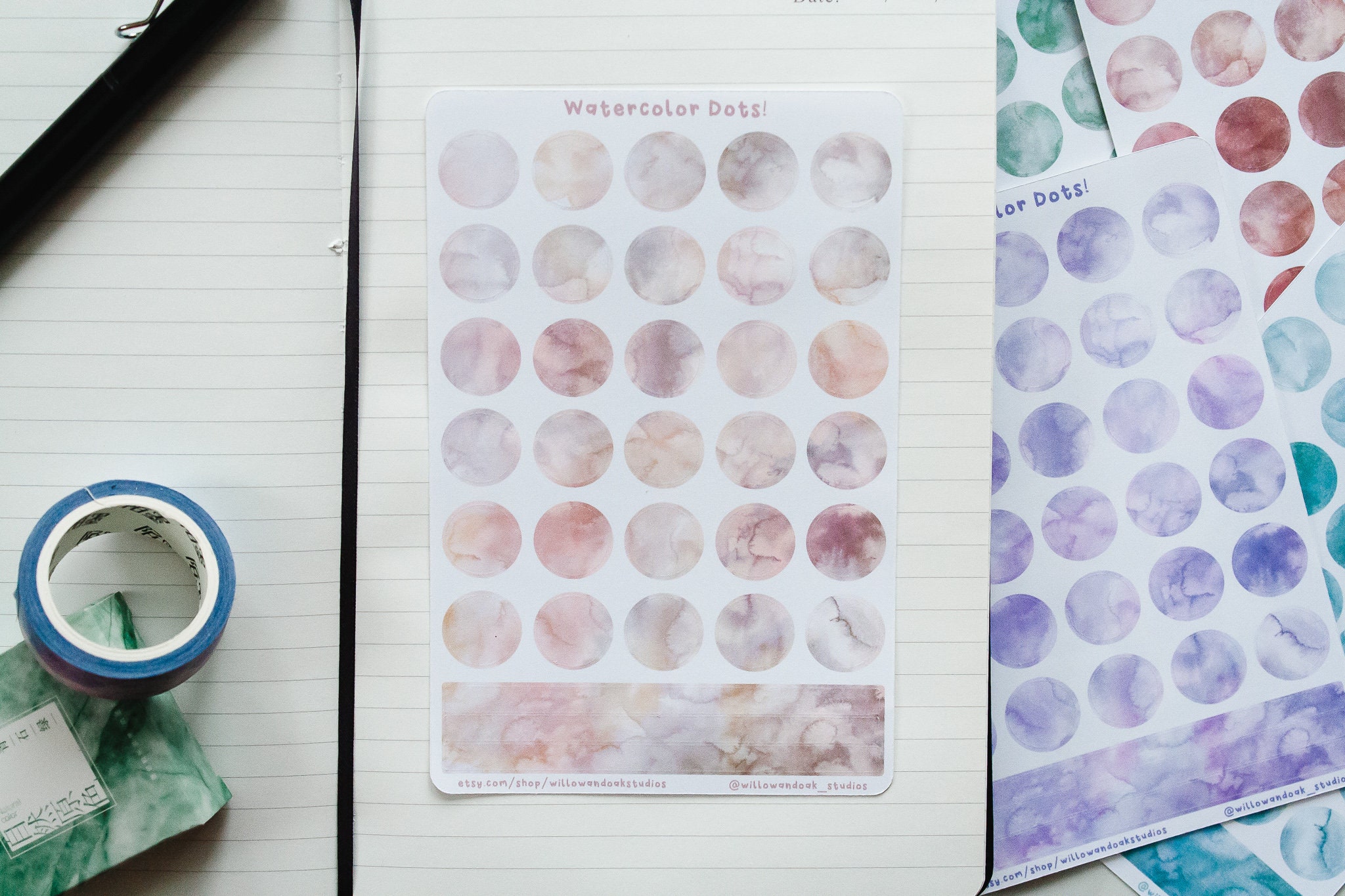 Watercolor Dot Stickers for Planner Aesthetic Sticker Sheet - Etsy