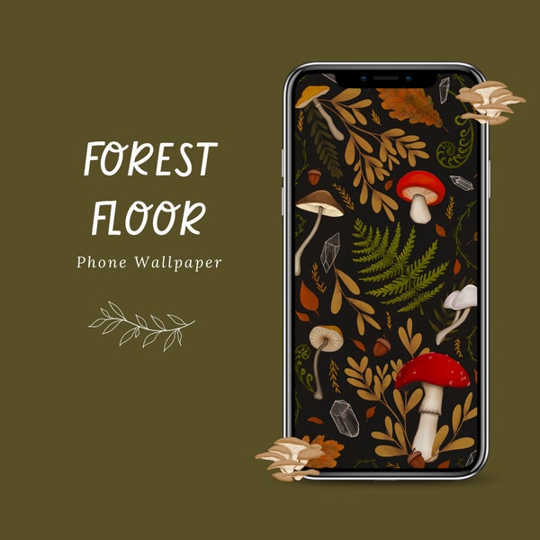 Forestcore Phone Wallpaper | Cozy Nature Lock Screen | iPhone Android Homescreen | Mushroom Aesthetic Background | Autumn Cottagecore