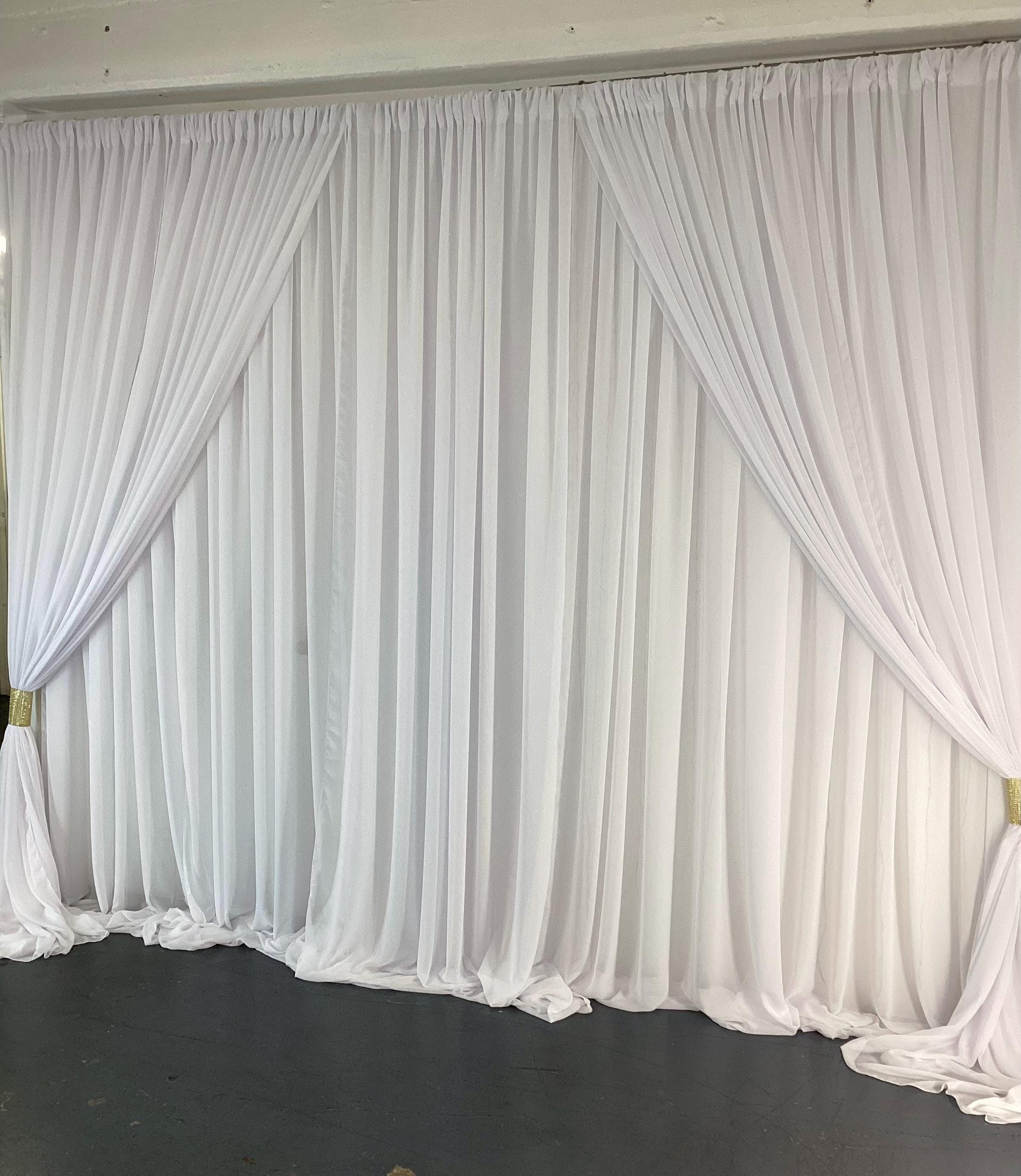 Chiffon curtain set , wedding decoration backdrop 10’W X 10’H, event backdrop decoration, double layer chiffon curtains,reception backdrop