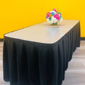 Table skirt , catering table skirt ,decorative table skirt for 6 feet table,pleated table skirt ,faldón para mesa,banquet tablecloth,