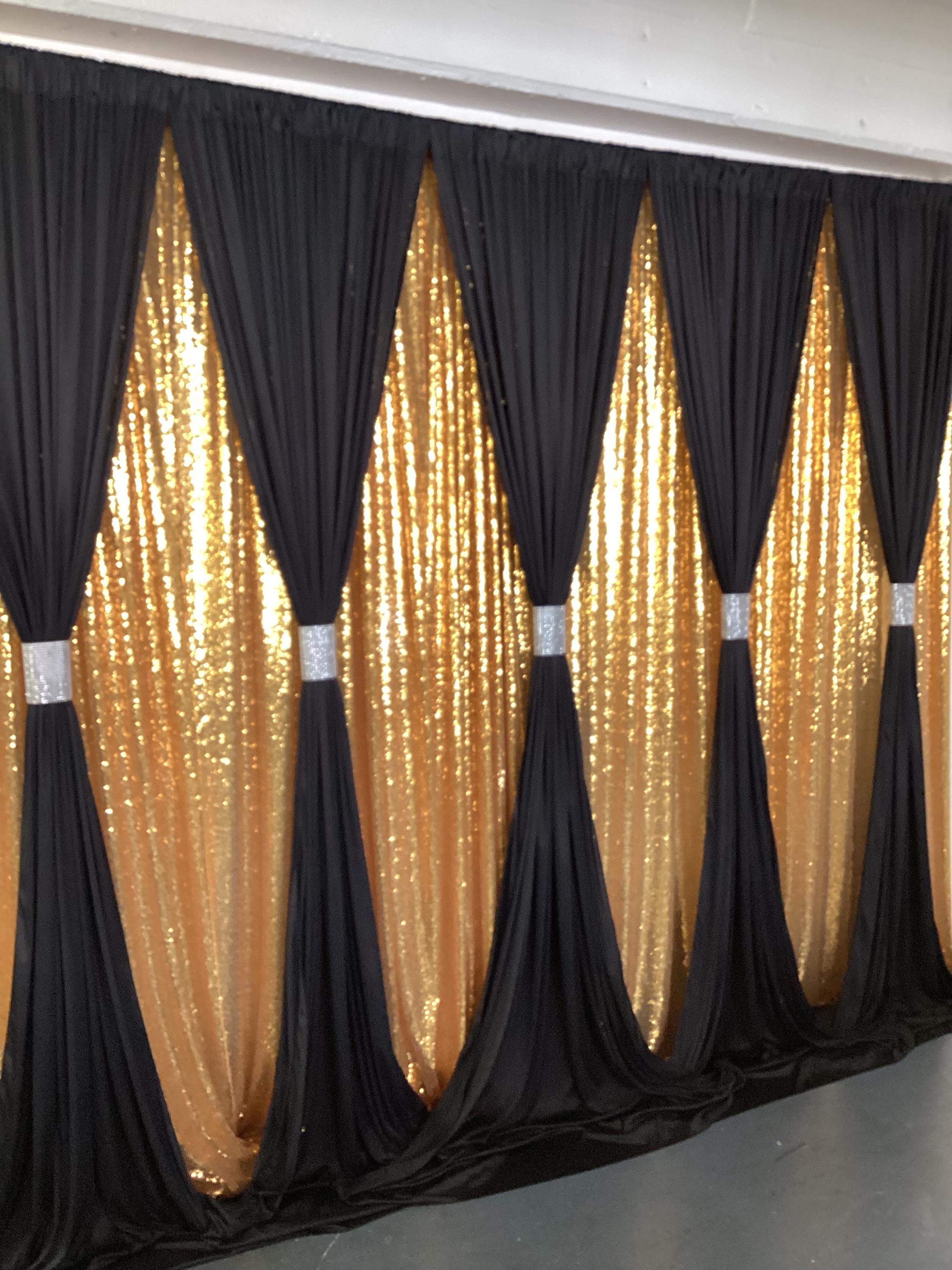 Black and Gold Sequins Backdrop Decoration Set 10’W X 9’H , Event ...