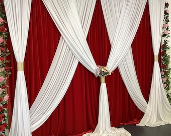 Backdrop decoration set,Red and white backdrop 10’W X 9’H ,reception backdrop,wedding backdrop,photo backdrop,velvet curtains,party backdrop