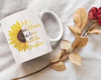 Just A Wildlflower Mug, Sunflower Coffee Mug, Cute Floral Mug, Ceramic Mug Gift