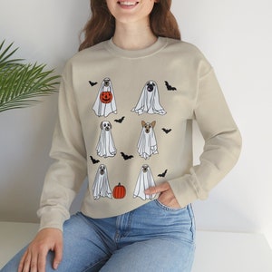 Cute Halloween Dog Sweater, Ghost Halloween Dogs Sweater, Spooky Ghost Dog Sweatshirt, Halloween and Dogs Unisex Sweater