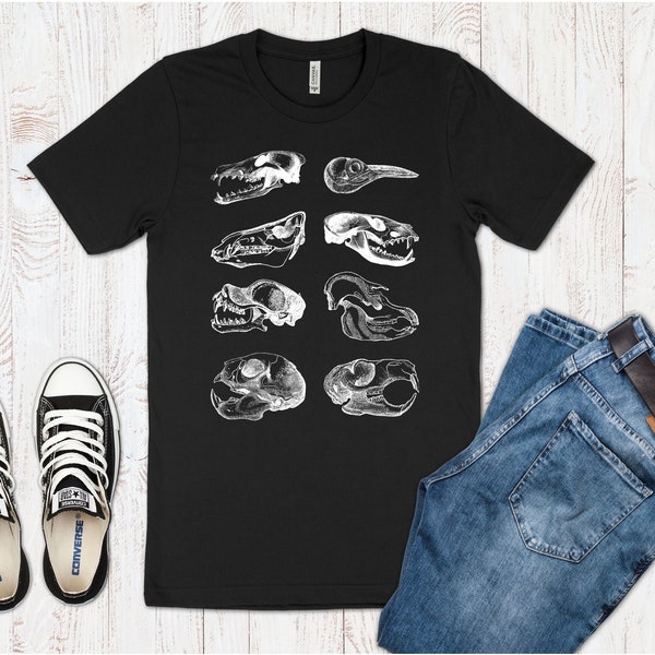 Animal Skulls Shirt, Vintage Skulls Of Animals T Shirt, Spooky Animal Skeleton Shirt, Gothic Skull Shirt