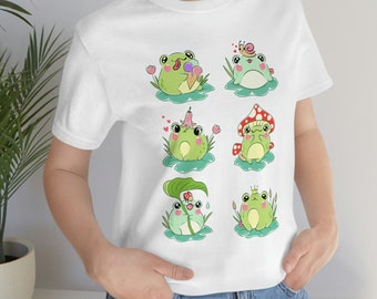 Camisa Kawaii Frog, Linda Camiseta Frog, Camisa Gráfica Funny Frog, Regalo Para Frog Lover