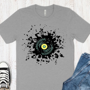 Vinyl Record Music Shirt, Musical Notes T Shirt, Abstract Music Lover Shirt, Gift For Music Lover Unisex Tshirt