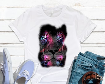 Electric Lion Shirt, Colorful Lion Shirt For Him Or Her, Cool Lion T Shirt Gift For Animal Lover