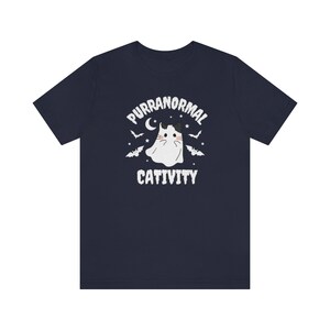 Purranormal Cativity Shirt, Cute Cat Halloween T Shirt, Halloween Cat Shirt, Funny Halloween Cat T Shirt, Spooky Cat Shirt Navy