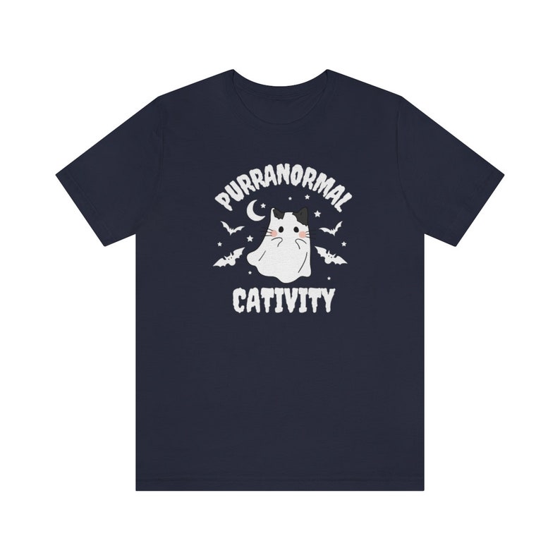Purranormal Cativity Shirt, Cute Cat Halloween T Shirt, Halloween Cat Shirt, Funny Halloween Cat T Shirt, Spooky Cat Shirt Navy