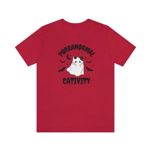 Purranormal Cativity Shirt, Cute Cat Halloween T Shirt, Halloween Cat Shirt, Funny Halloween Cat T Shirt, Spooky Cat Shirt Red