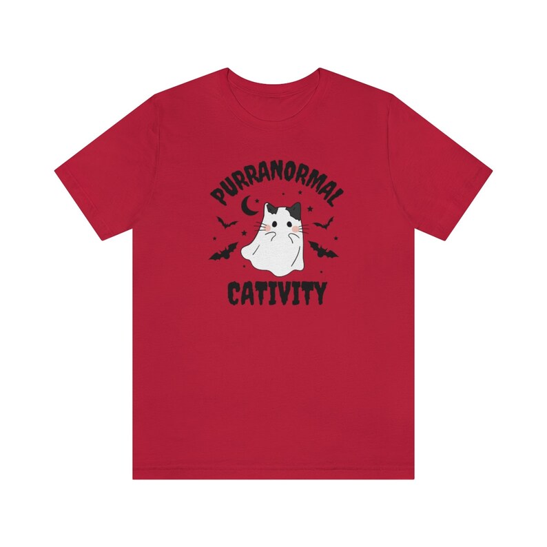 Purranormal Cativity Shirt, Cute Cat Halloween T Shirt, Halloween Cat Shirt, Funny Halloween Cat T Shirt, Spooky Cat Shirt Red