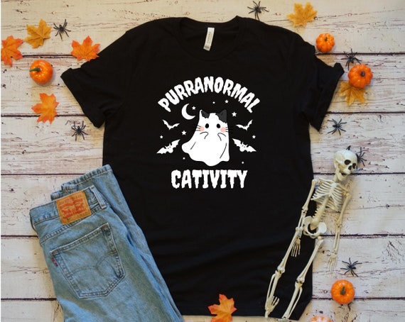 Purranormal Cativity Shirt, Cute Cat Halloween T Shirt, Halloween Cat Shirt, Funny Halloween Cat T Shirt, Spooky Cat Shirt