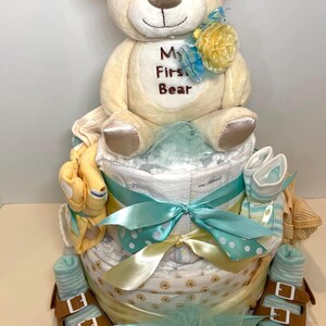 Yellow Girl Diaper Cake, Girl Diaper Cake, Baby shower gifts, Baby Shower Centerpiece, Baby Gifts, Yellow Diaper Cake