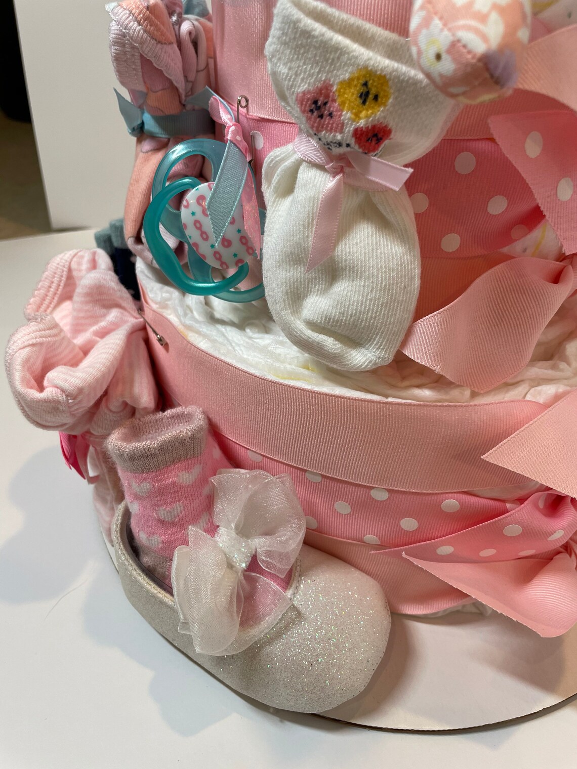 Pink Diaper Cake, Bunny Diaper Cake, Girl Diaper Cake, Ballerina Diaper