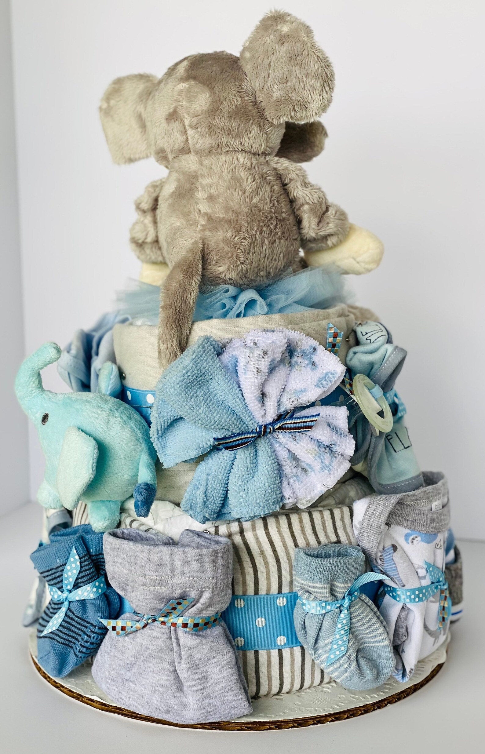 Blue Elephant Diaper Cake Boy Elephant Diaper Cake Baby Etsy