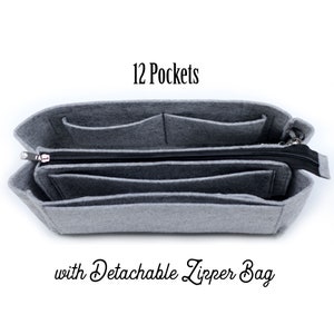 Organizador de bolsos de la marca Clewear, fieltro de primera calidad, cremallera de metal, 12 bolsillos, dos piezas en un juego, 12,7 (largo) x 6,7 (alto), 5,9 (ancho) pulgadas.