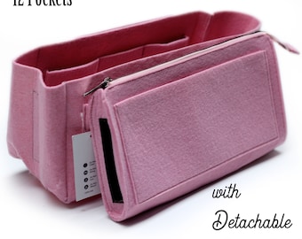 Felt Purse Organizer: 12-Pocket Handbag Insert with Detachable Zipper Pouch