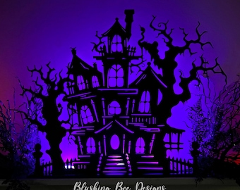 XL Wooden Haunted Mansion Silhouette, Halloween Mantel Decor