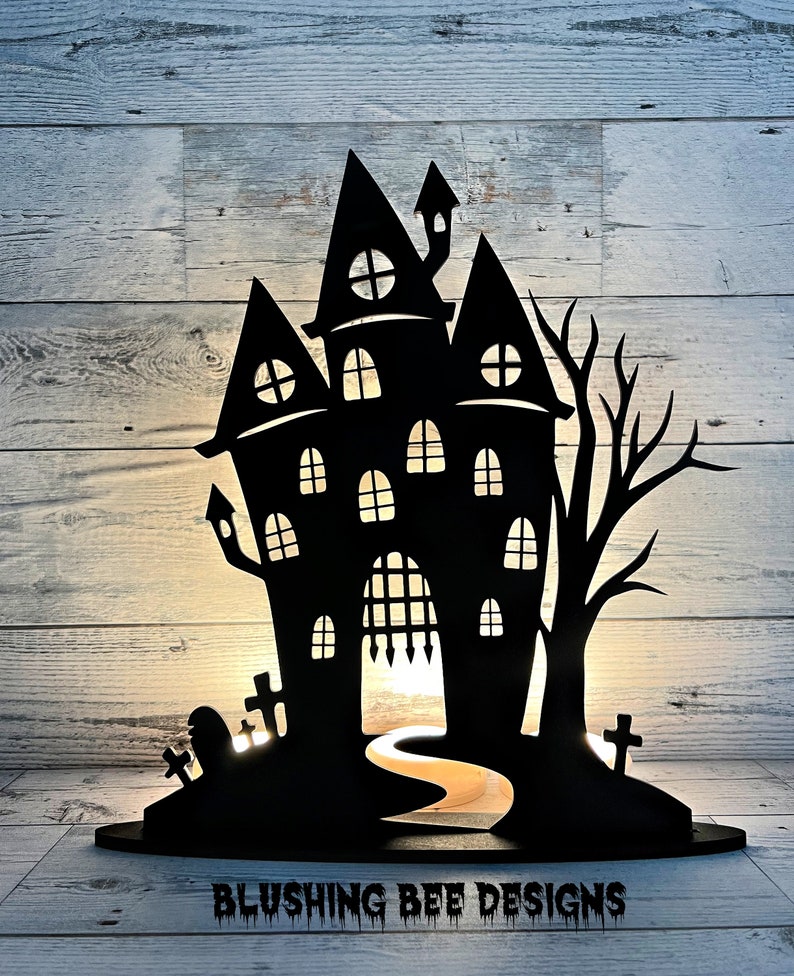 Halloween Haunted House, Tabletop, Mantel, or Tiered Tray Décor, Spooky Halloween Centerpiece