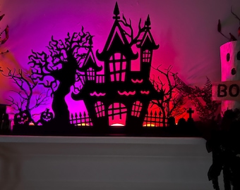 Spooky Wooden Halloween Silhouette, Mantel Decor
