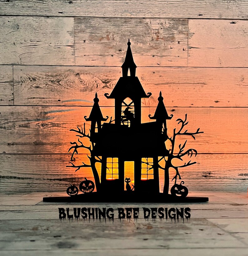 Halloween Haunted House, Tabletop, Mantel, or Tiered Tray Décor, Spooky Halloween Centerpiece