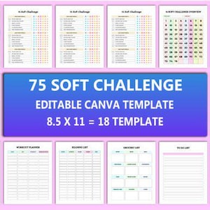 75 Soft Challenge Printable Planner | 75 Day Tracker Template | Workout Planner | Fitness Journal | Weight Loss Challenge | 75 Soft Tracker