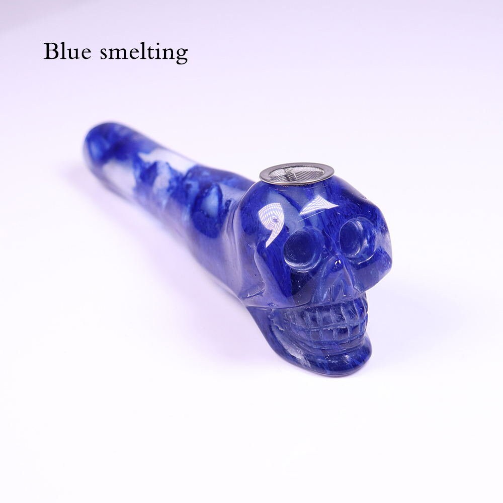 Skull Crystal Pipe Gemstone Pipe Black Blue Red Stone Bowl Etsy