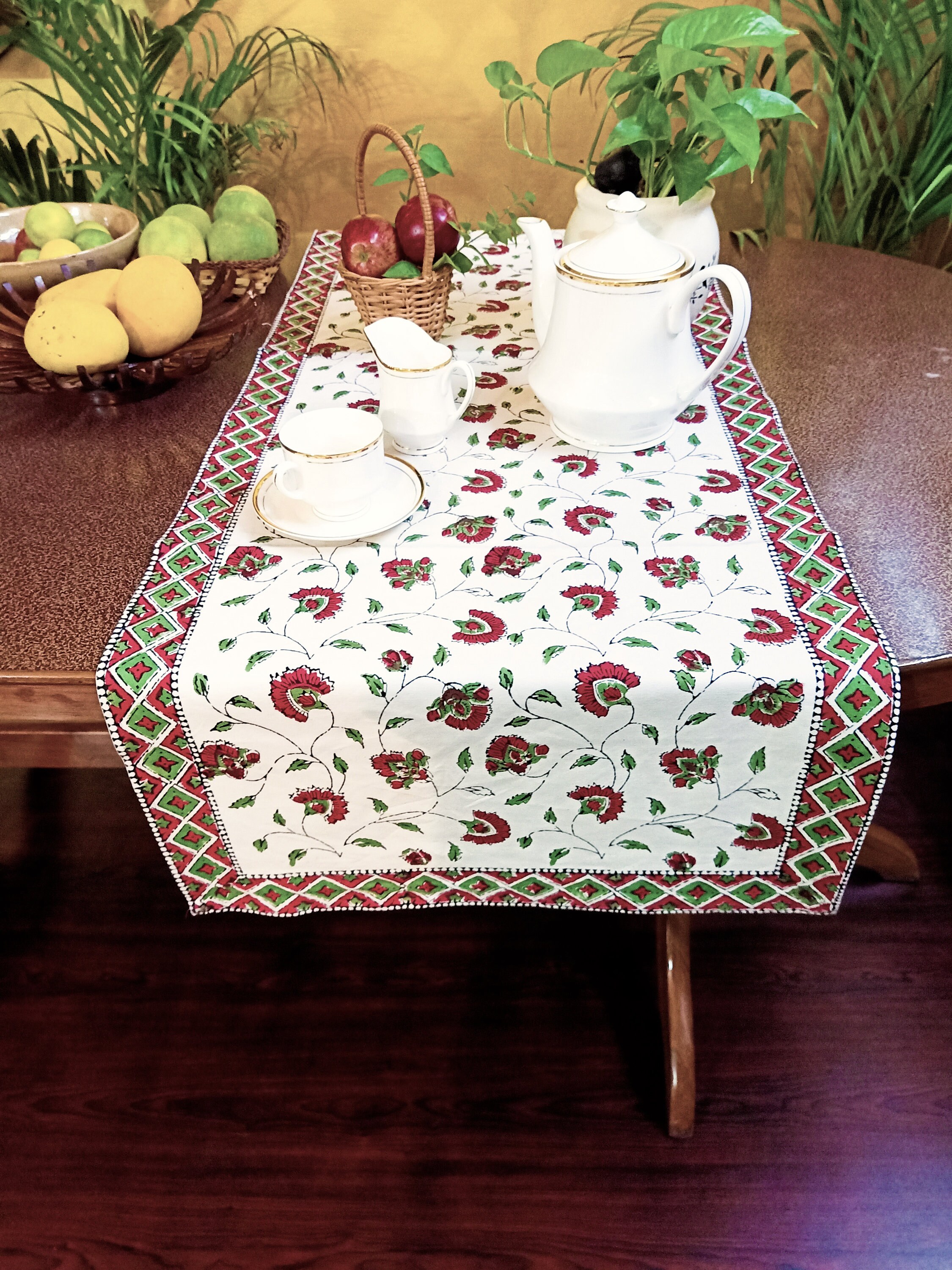 indian block print table runner