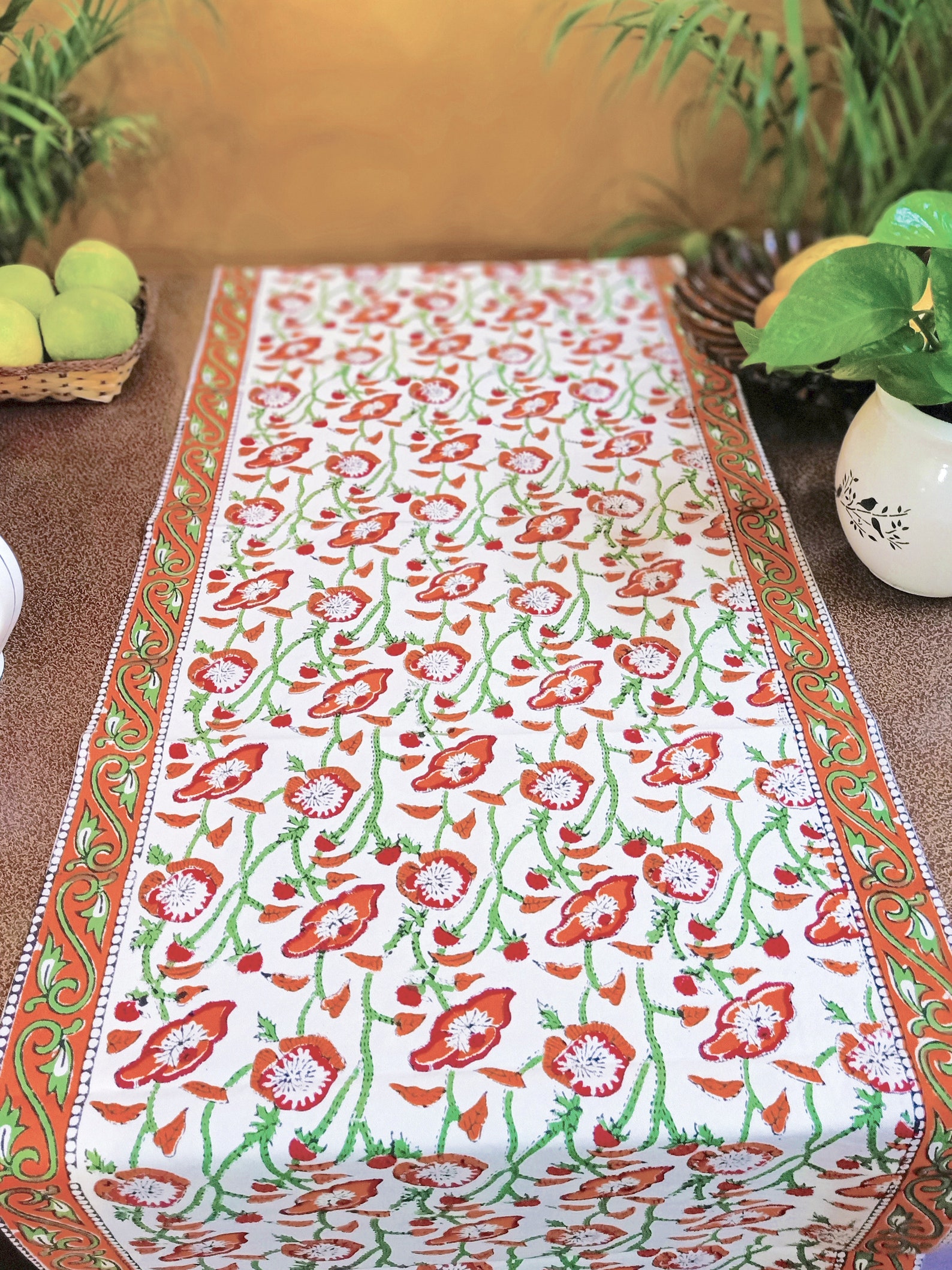 Jaipur Indian Tablecloth Hand Block Print Table Cover Rustic | Etsy