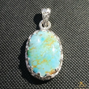 Natural Persian Turquoise Pendant Antique Nishapuri Feroza Handmade 925 Silver Navajo Style Rare Turquoise Jewelry for Gift