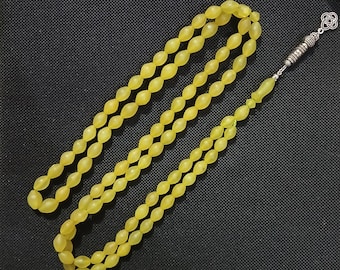 Natural Rare Shah Maqsood Bayzahar Green Jade Stone Islamic Prayer 99 Beads Tasbih Misbaha Antique Islamic Rosary Ramadan Gift for Muslims