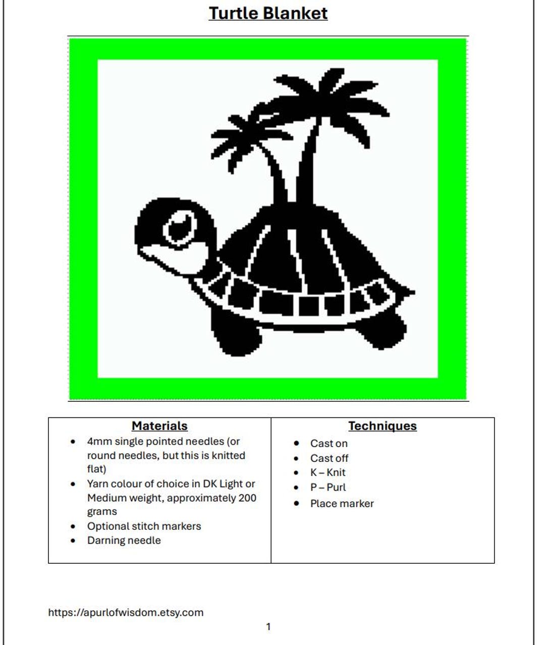 Turtle Baby Blanket Knitting Pattern - Etsy