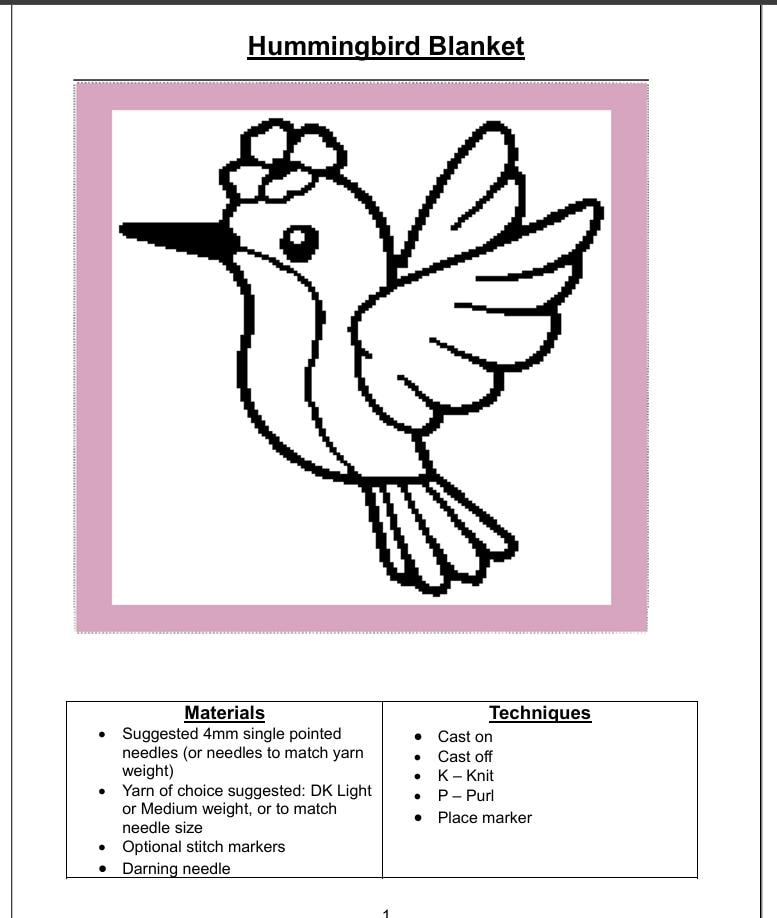 Hummingbird Baby Blanket Knitting Pattern PDF - Etsy