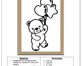 Teddy Bear Baby Blanket Knitting Pattern PDF