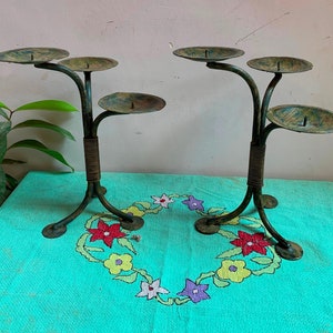 Wrought Iron Candle Stand/Multiple Tea Light Candle Holder/Christmas Candle Holder Set/Decorative Pillar Candle Stand/Vintage Home Decor