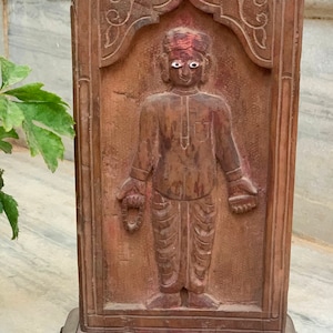 Old Wooden Indian Saint Statue/Hand Carved Local Priest Figurine/Vintage Wooden Folk Art/Wall Hanging Frame/Home Decor/Free Shipping