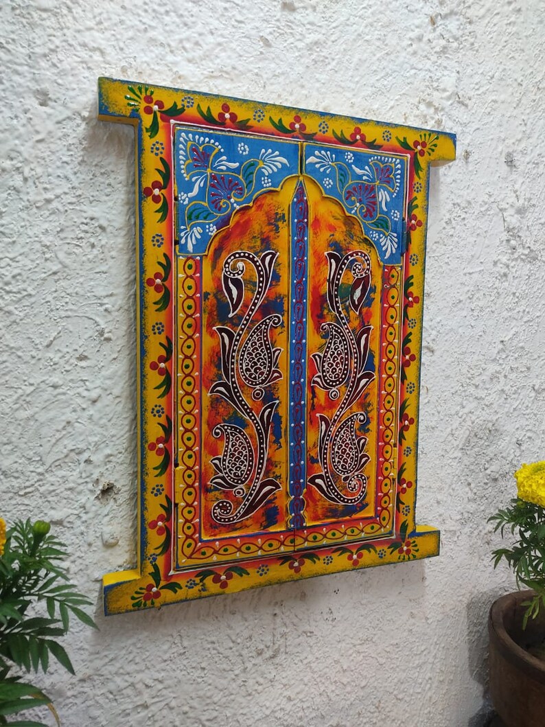 HOME Decor Indian Art Wooden Wall Decor Jharokha Handmade Vintage Hand