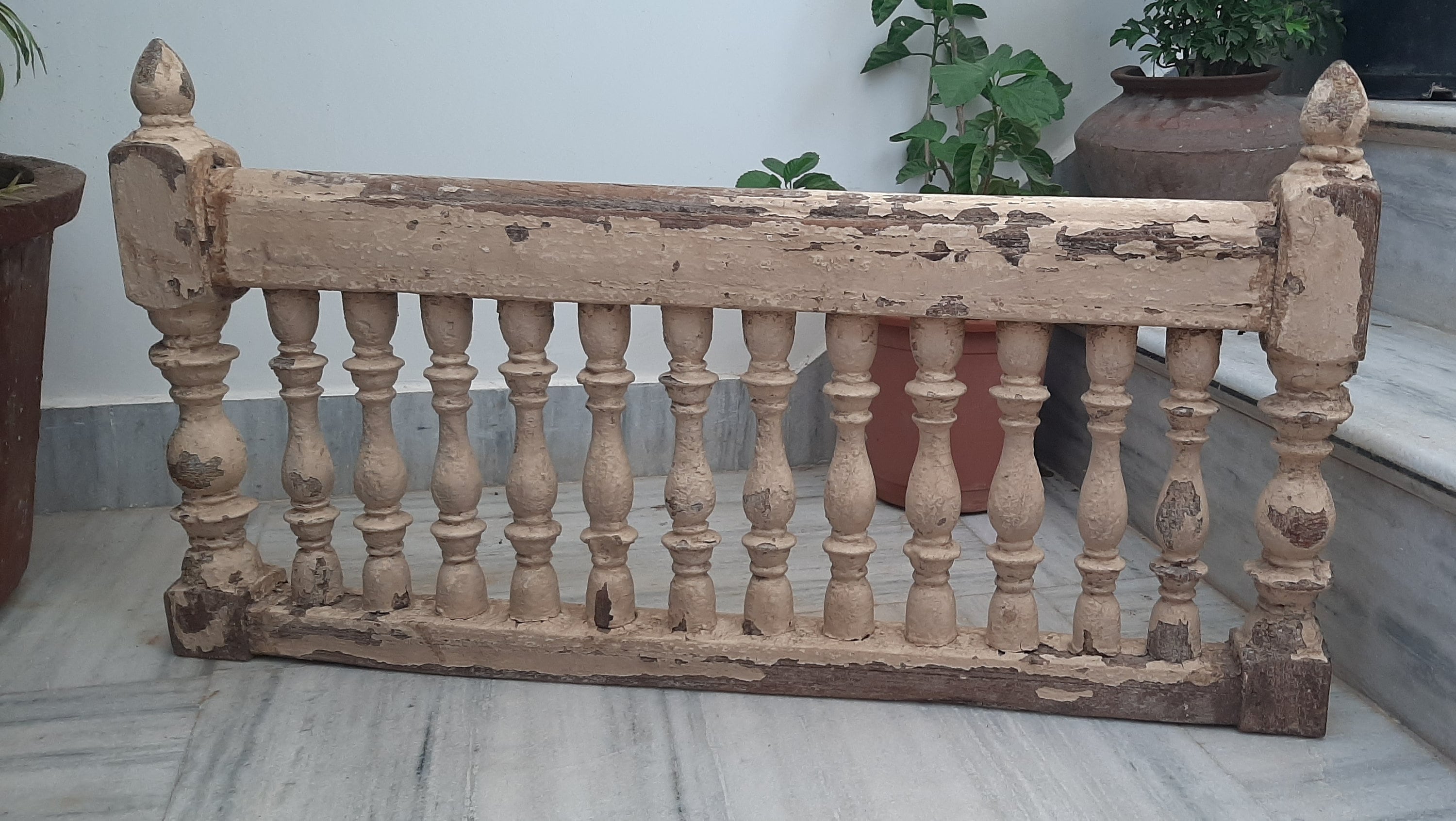 Old Wooden Carved Fence/antique Hand Painted Railing/white - Etsy