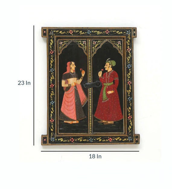 Raja Rani Old Time Sex - Vintage Raja Rani Royals Painting Wooden Window Wall - Etsy
