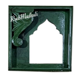 Wooden Jharokha/Green Mirror Frame/Wall Hanging Hand Painted Carved Frame/Mirror Wood Frame/Wall Decor/Indian Mehrab Wood Window/Home Decor