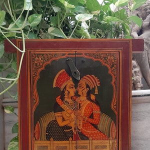 Hand Painted Indian Traditional Ladies Window Decor/Vintage Wooden Jharokha/Wall Hanging Window Frame/Traditional Decor For Home/Royal Frame