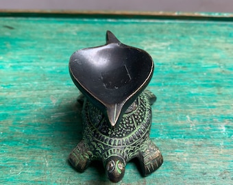 Purpledip Brass Tortoise Diya with Lo Shu Magic Square